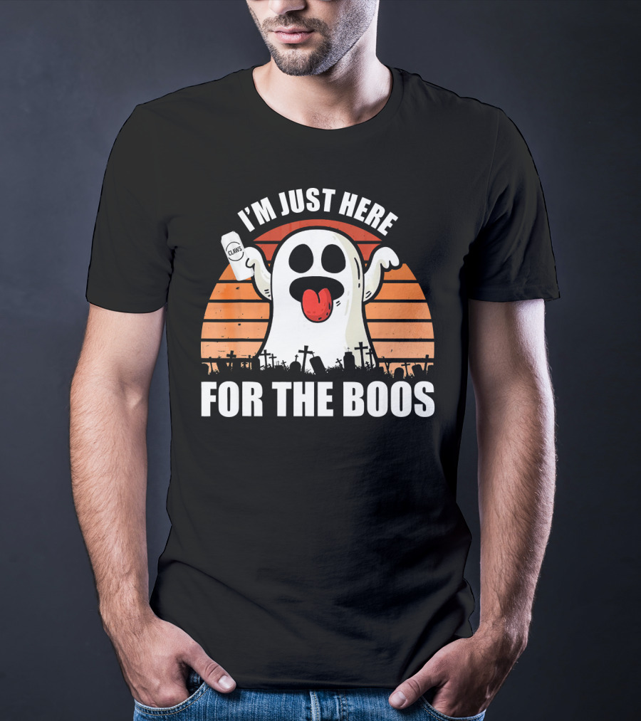 I'm Just Here For The Boos Ghost Halloween Pun Claws T-Shirt