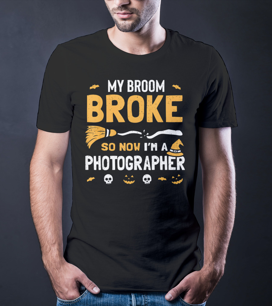 My Broom Broke So Now I'm A Photographer Halloween Costume T-Shirt
