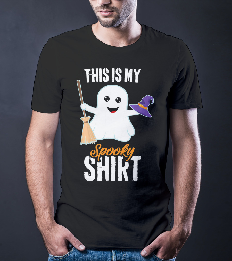 This Is My Spooky Ghost With Witch Hat And Broom T-Shirt