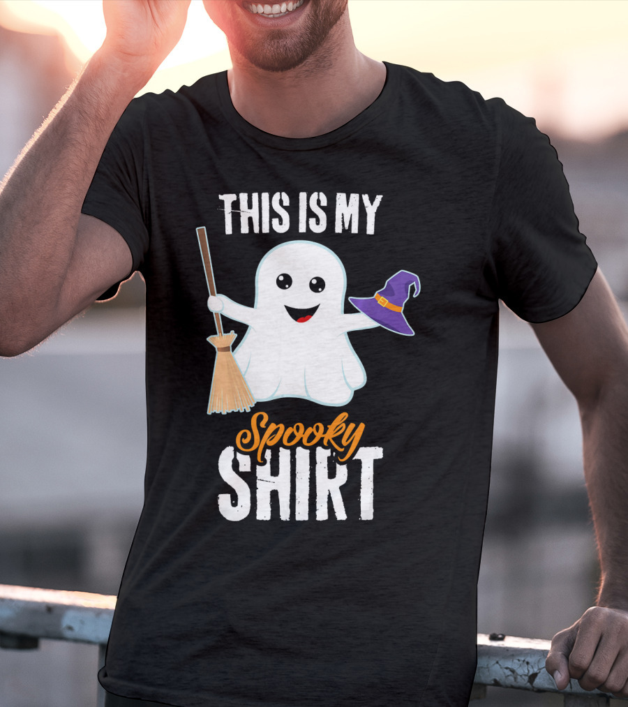 This Is My Spooky Ghost With Witch Hat And Broom T-Shirt
