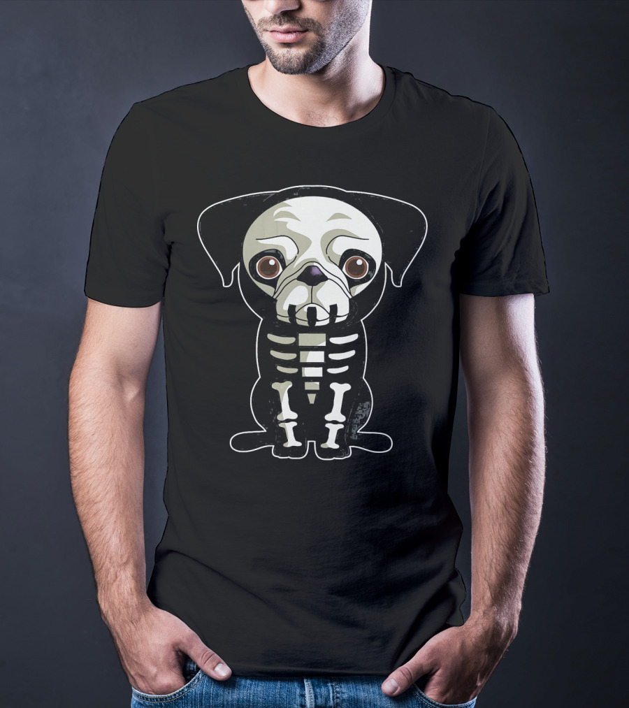 Skeleton Pug Halloween Dog Skeleton X-Ray T-Shirt
