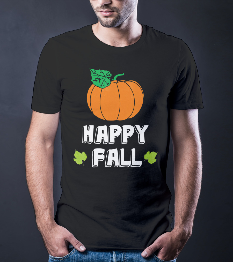 Happy Fall Pumpkin With Leaves T-Shirt