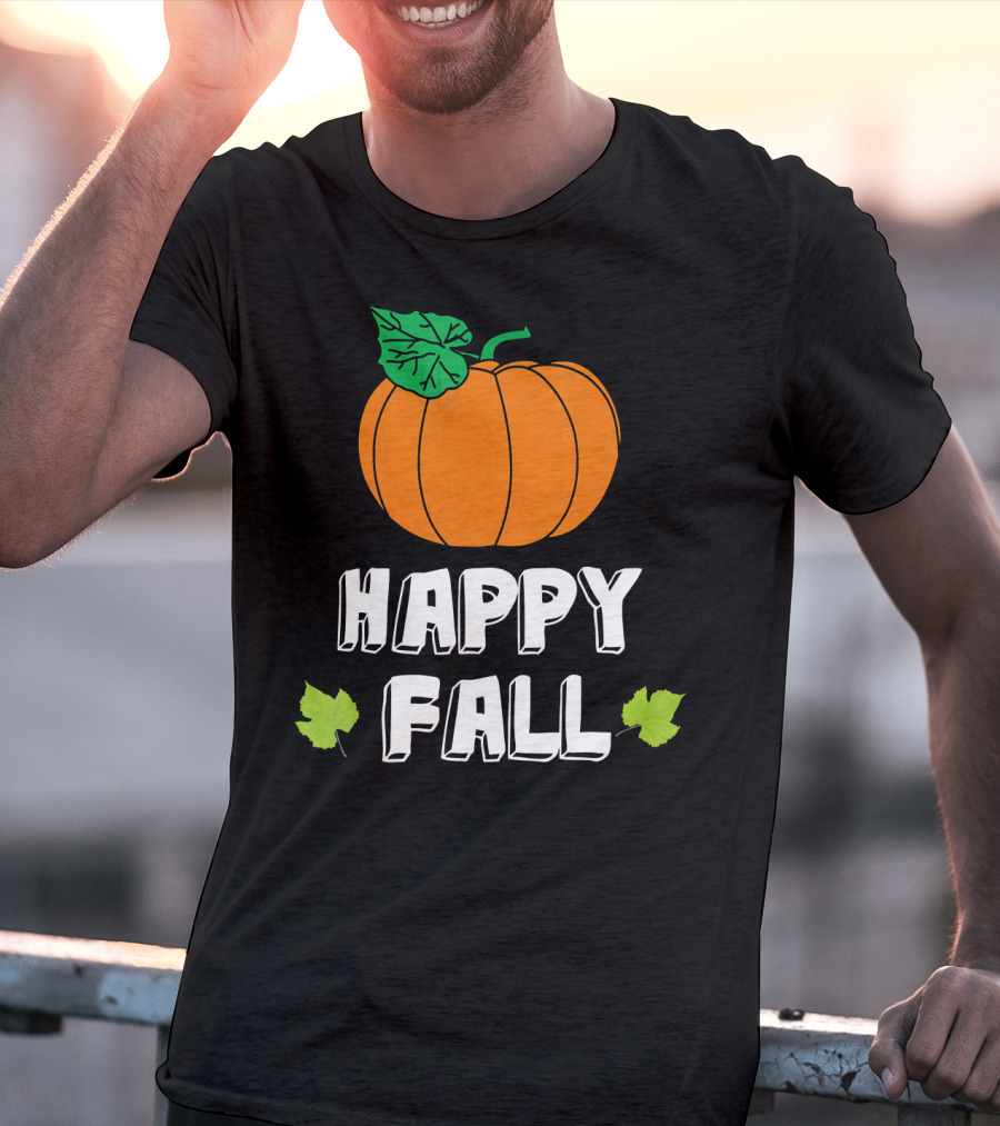Happy Fall Pumpkin With Leaves T-Shirt