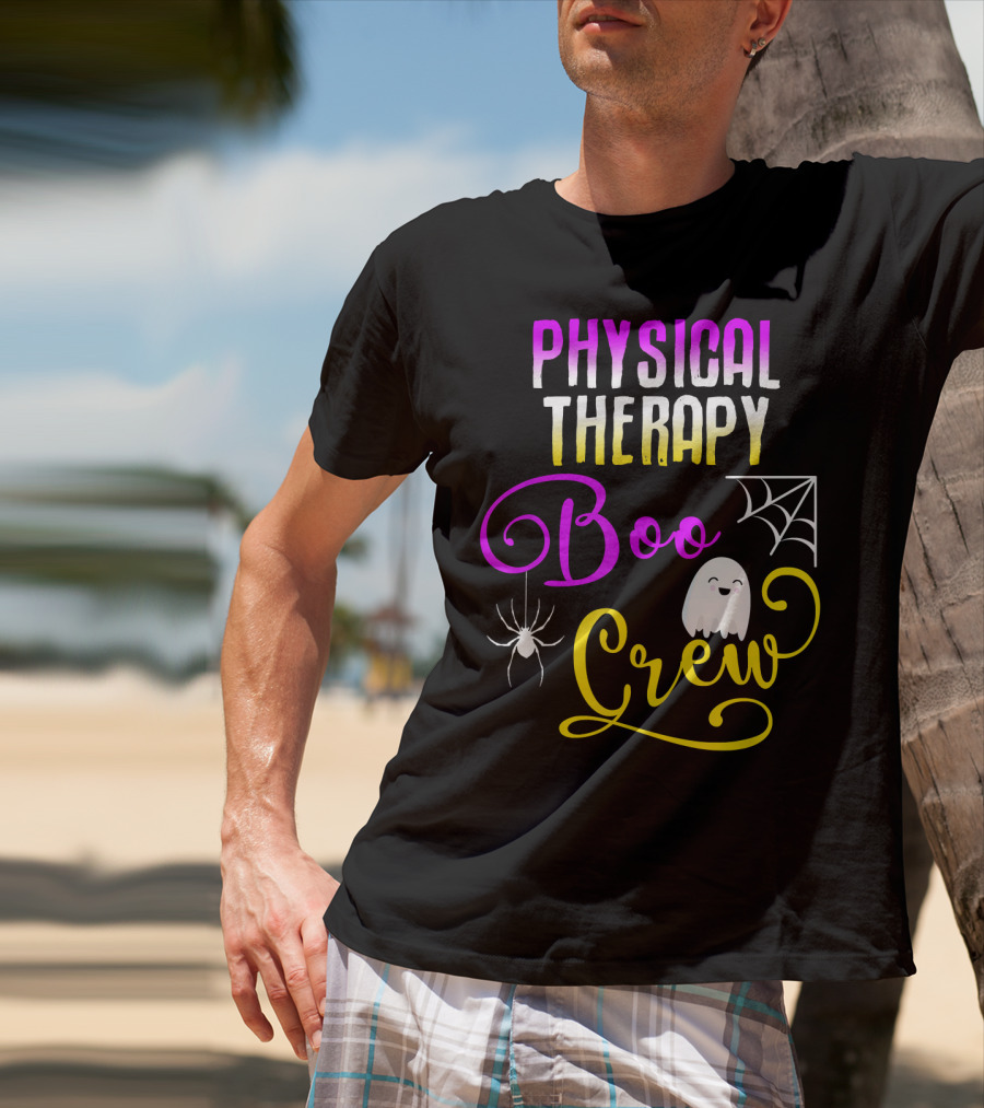 Physical Therapy Boo Crew Halloween Ghost Spider Web T-Shirt