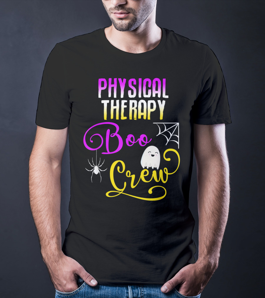 Physical Therapy Boo Crew Halloween Ghost Spider Web T-Shirt
