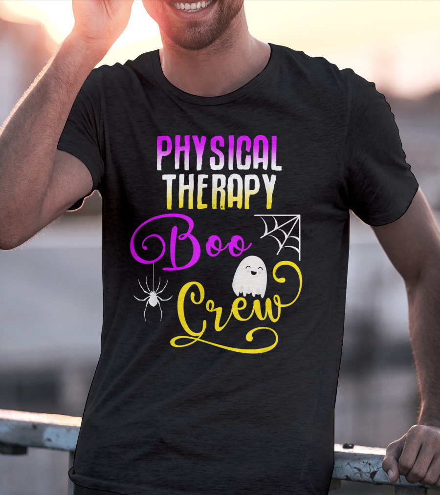 Physical Therapy Boo Crew Halloween Ghost Spider Web T-Shirt