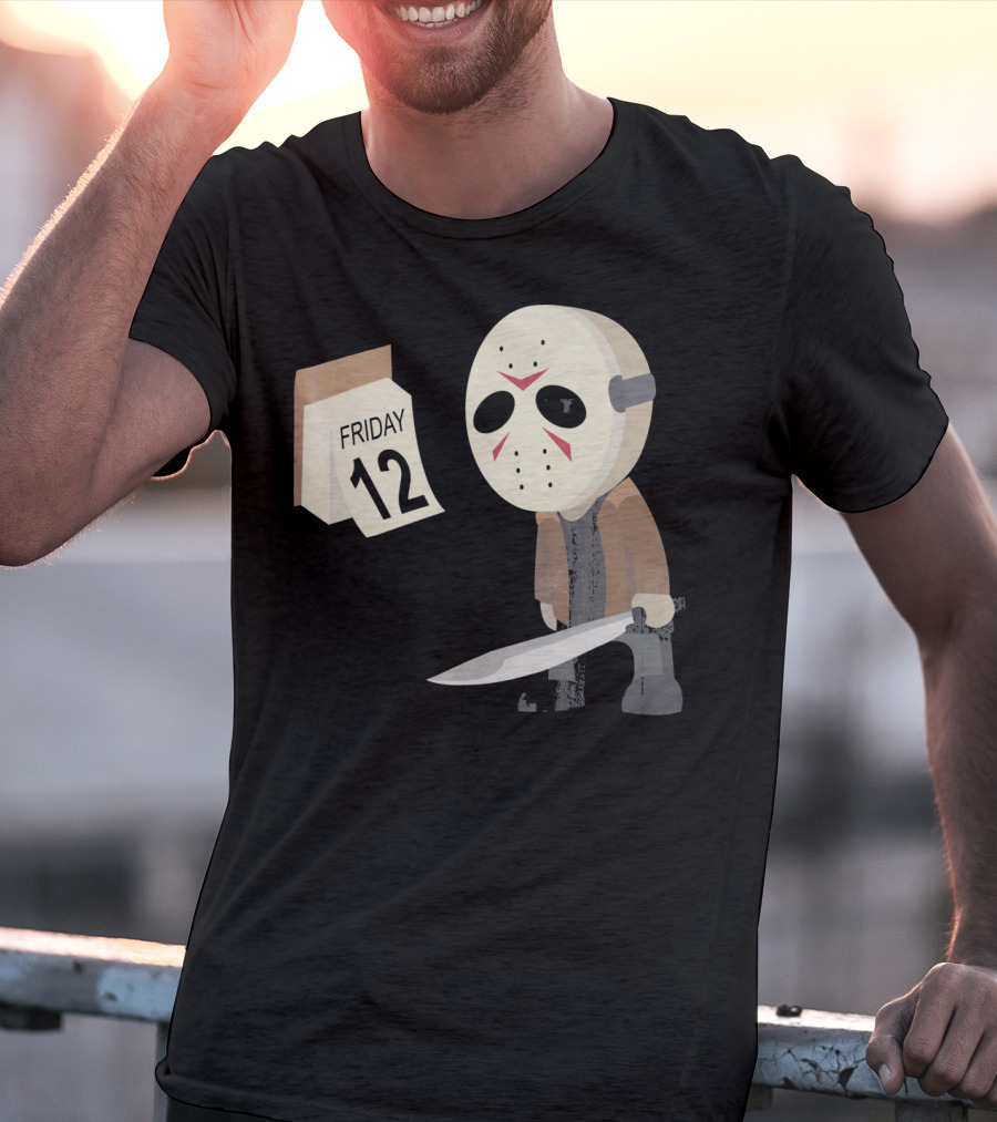 Friday 12th Funny Halloween Horror Graph Calendar Mask Character T-Shirt
