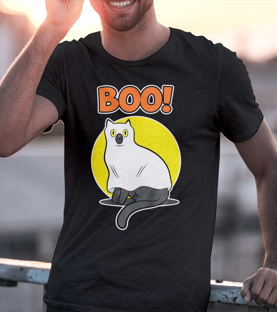 Boo Cat Ghost Halloween Party Fun T-Shirt