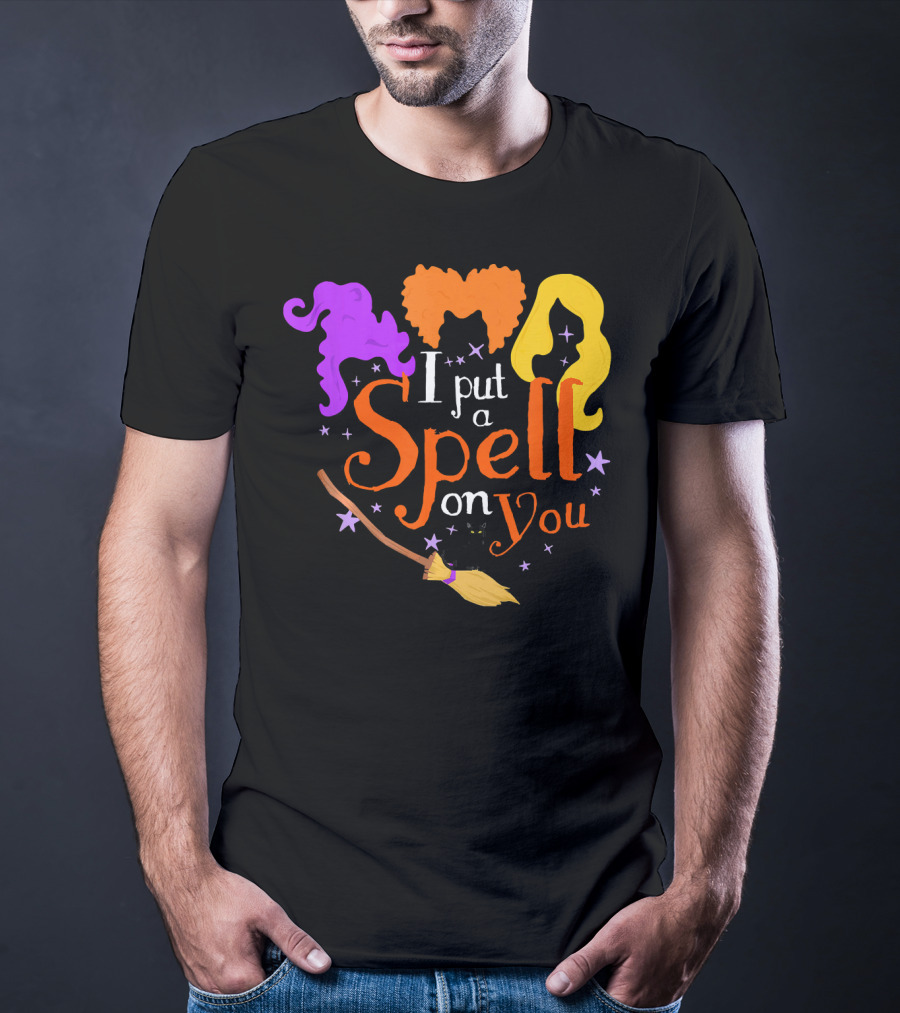 I Put A Spell On You Witch Sisters Magical Broom Hair Trio T-Shirt
