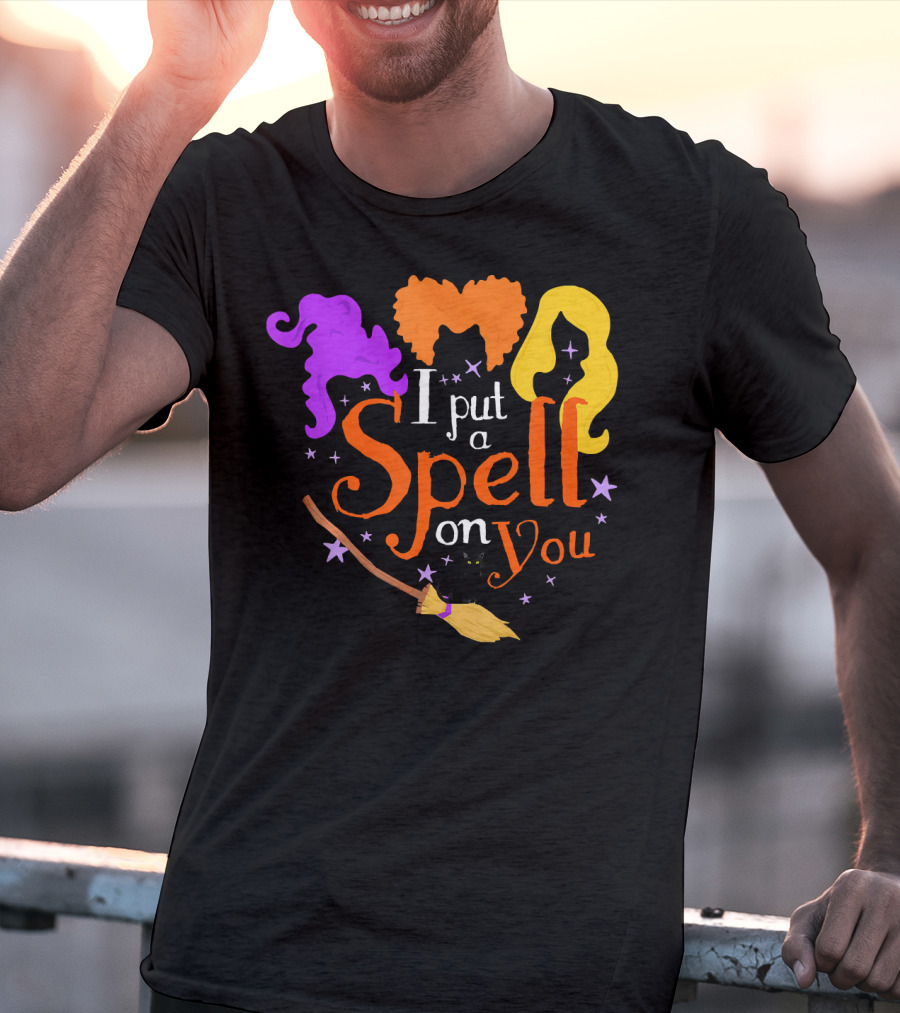 I Put A Spell On You Witch Sisters Magical Broom Hair Trio T-Shirt
