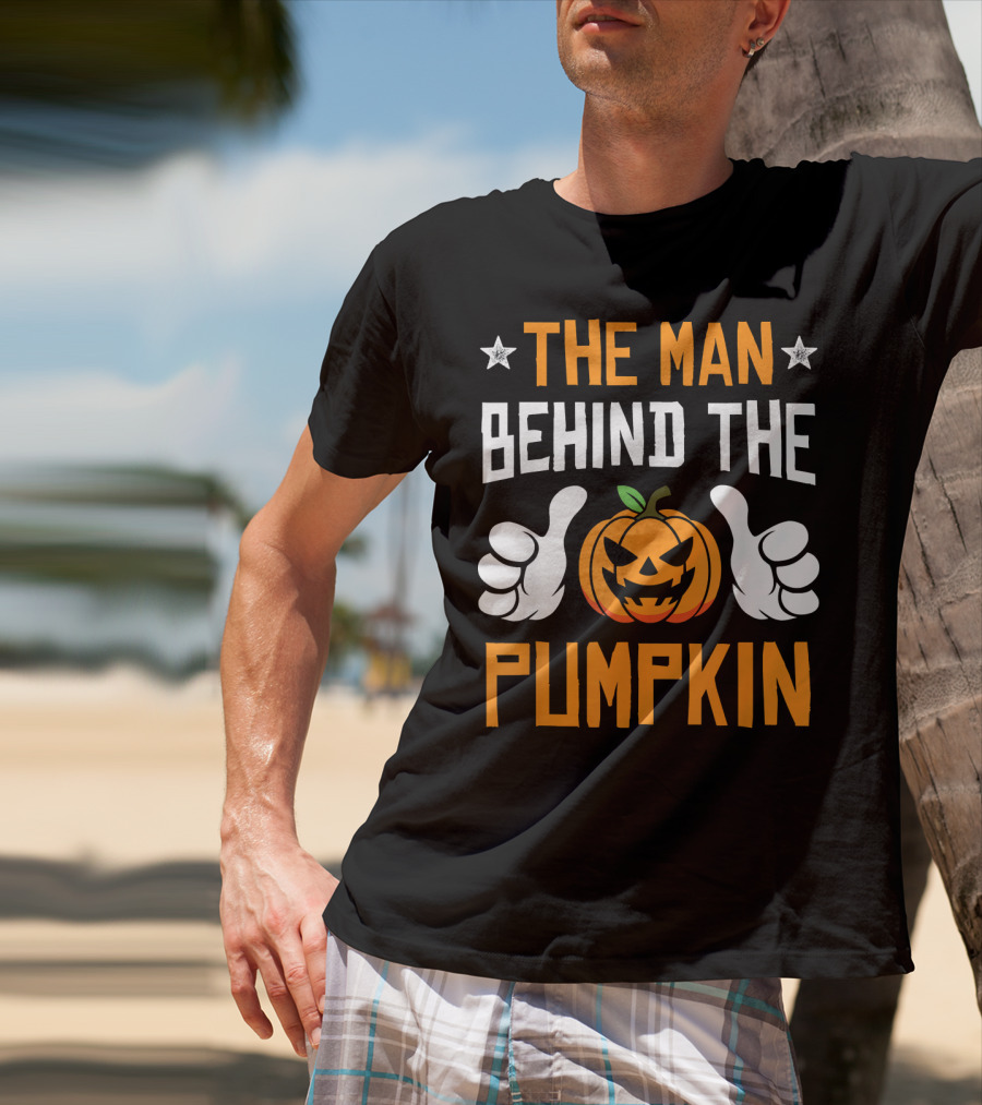 The Man Behind The Pumpkin Halloween Funny Mens T-Shirt