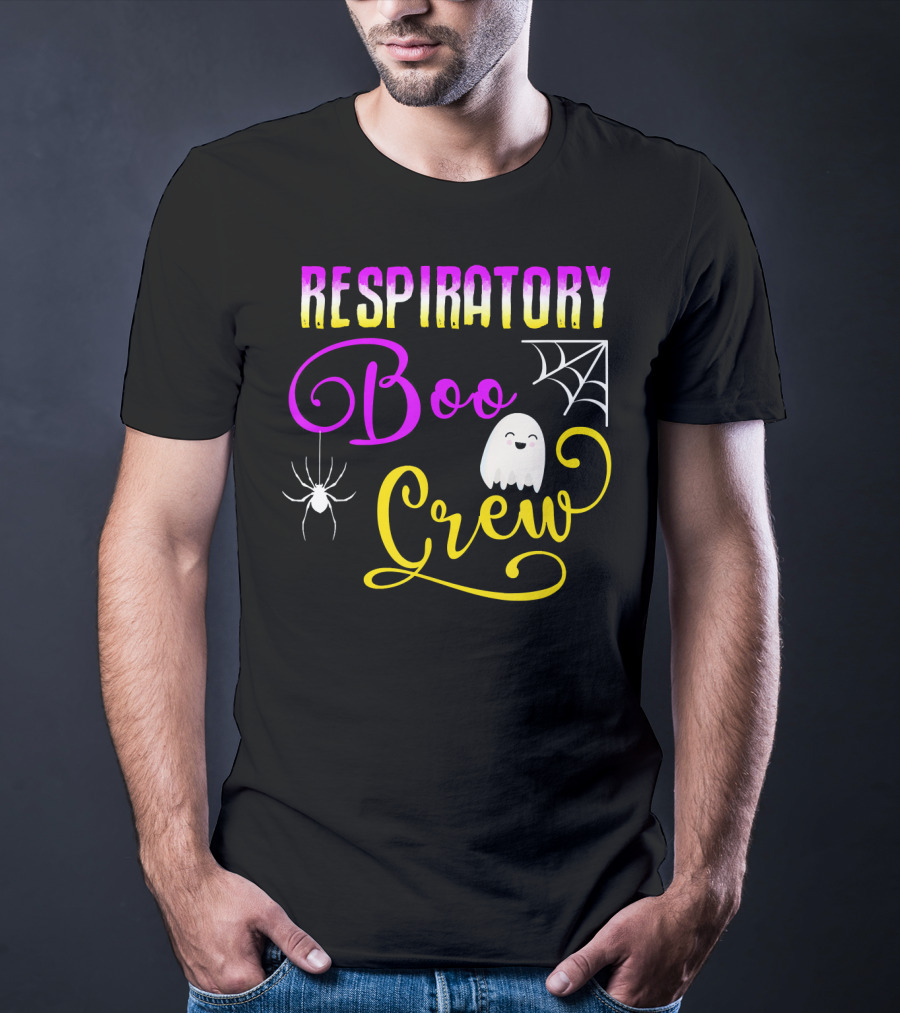 Respiratory Boo Crew Ghost And Spider Web T-Shirt