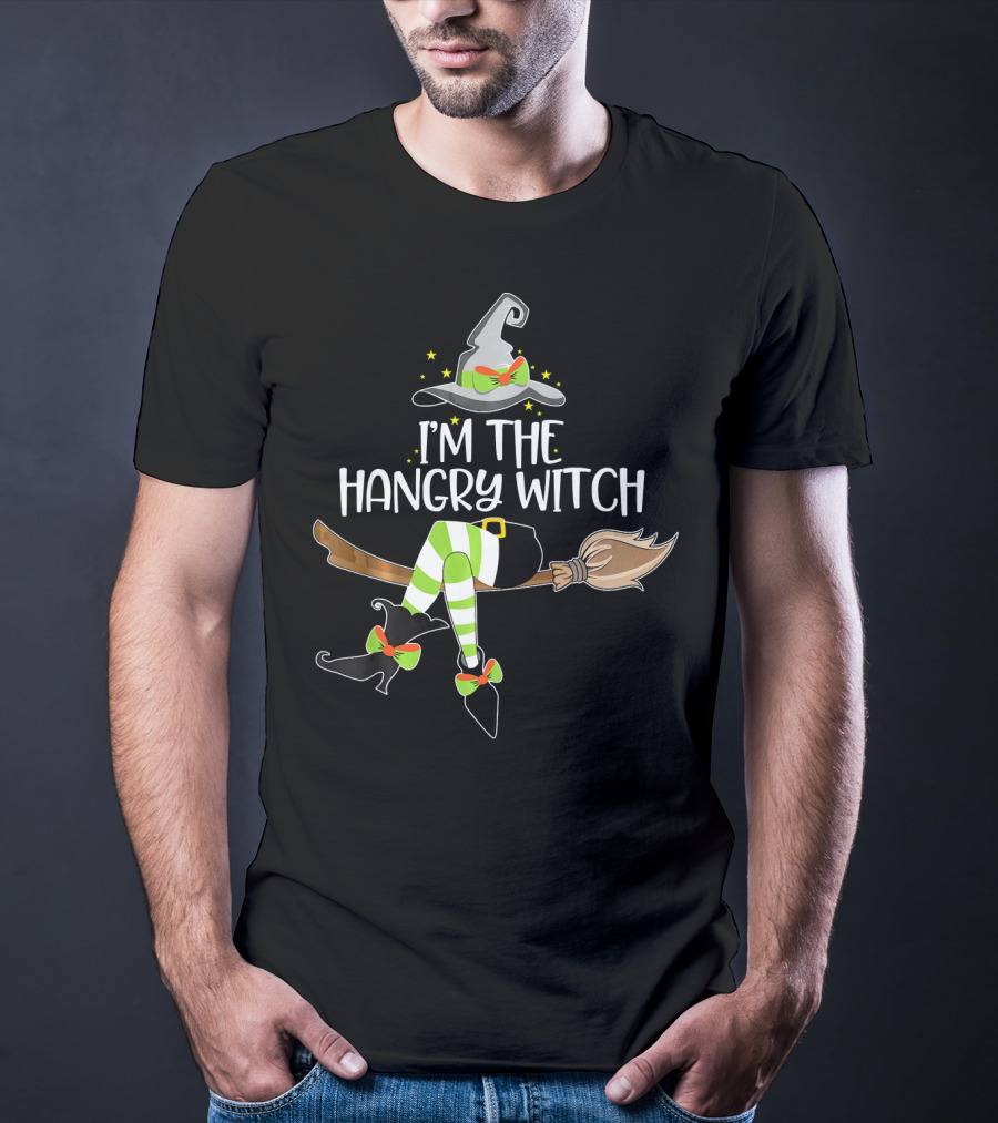 I'm The Hangry Witch With Striped Stockings And Broomstick Hat T-Shirt