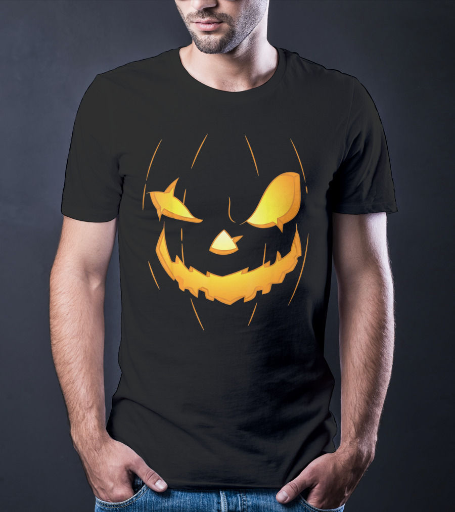 Halloween Pumpkin Jack O Lantern Face Glowing Scary Expression T-Shirt