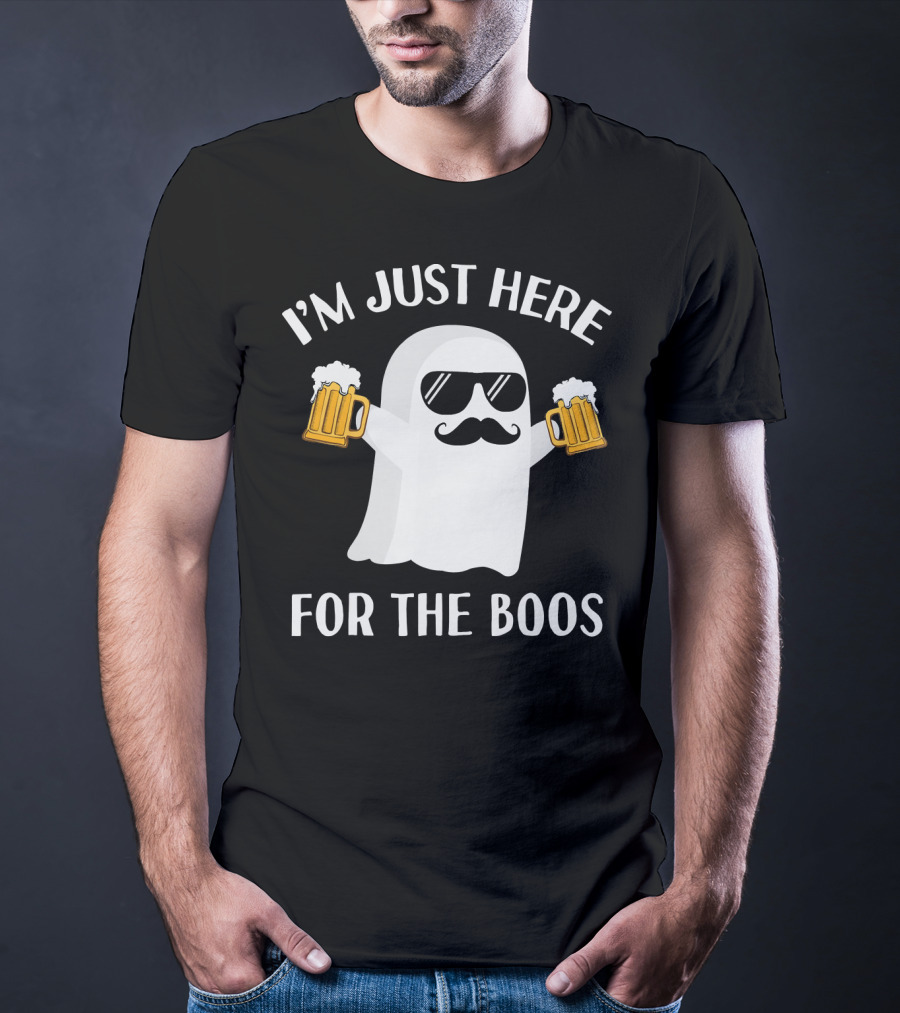 I'm Just Here For The Boos Funny Halloween Party Ghost Beer T-Shirt