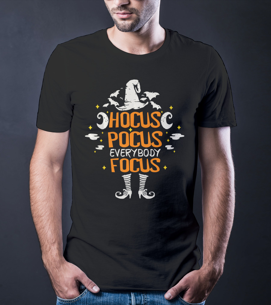 Hocus Pocus Everybody Focus Halloween Witch Hat And Boots T-Shirt