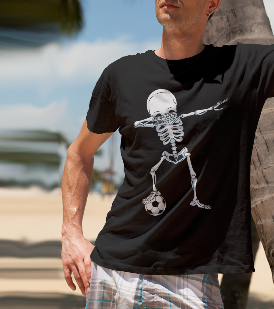 Dabbing Skeleton With Soccer Ball T-Shirt
