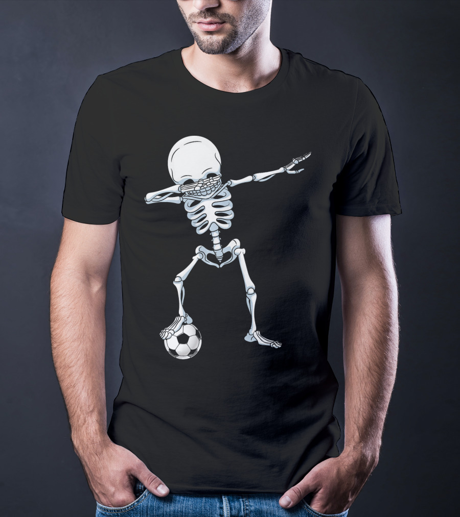 Dabbing Skeleton With Soccer Ball T-Shirt