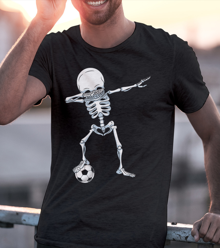 Dabbing Skeleton With Soccer Ball T-Shirt