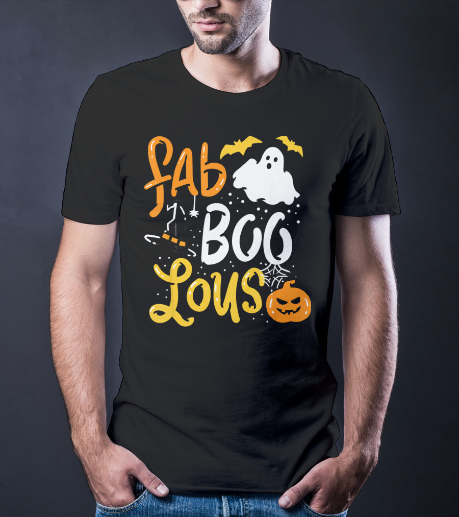 Halloween Fab Boo Lous Ghost Bat Pumpkin Spiderweb T-Shirt