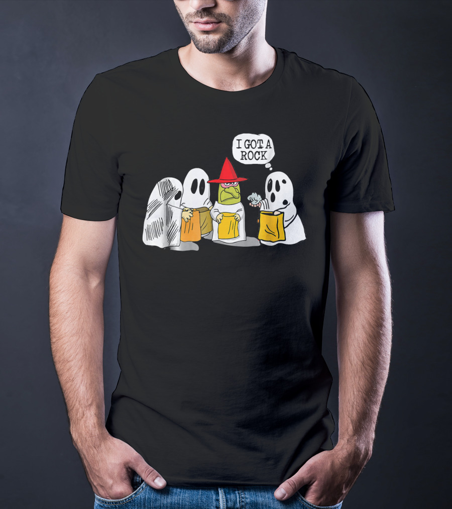 I Got A Rock Funny Trick Or Treat Ghosts And Unamused Witch Hat T-Shirt