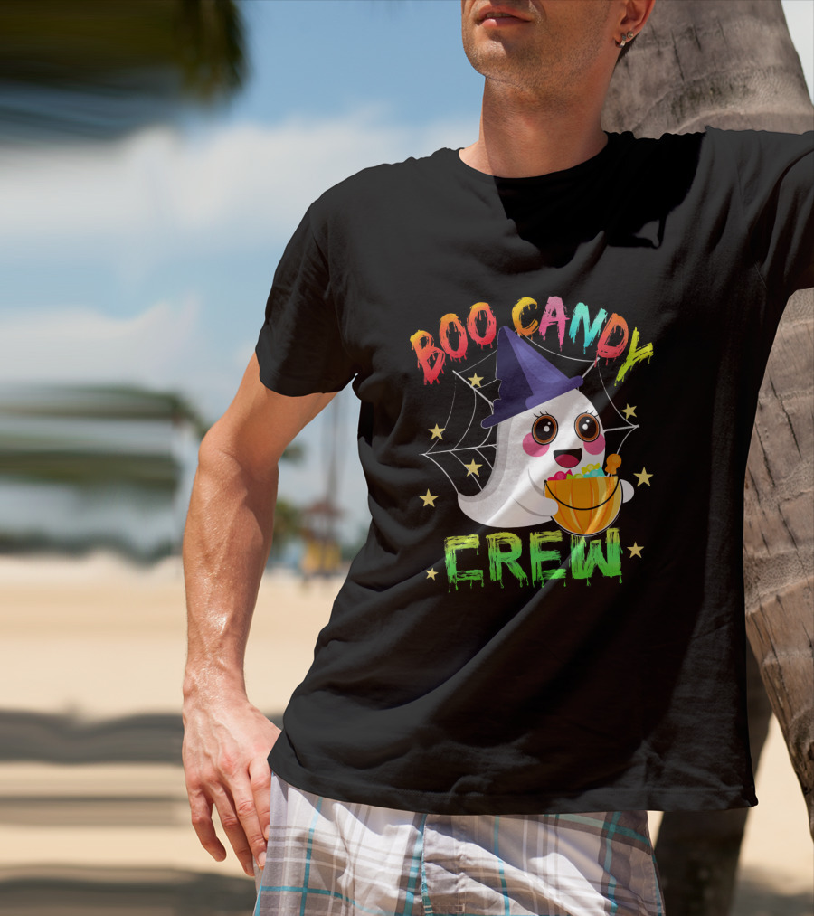 Boo Candy Crew Ghost Halloween Basket Stars Hat T-Shirt