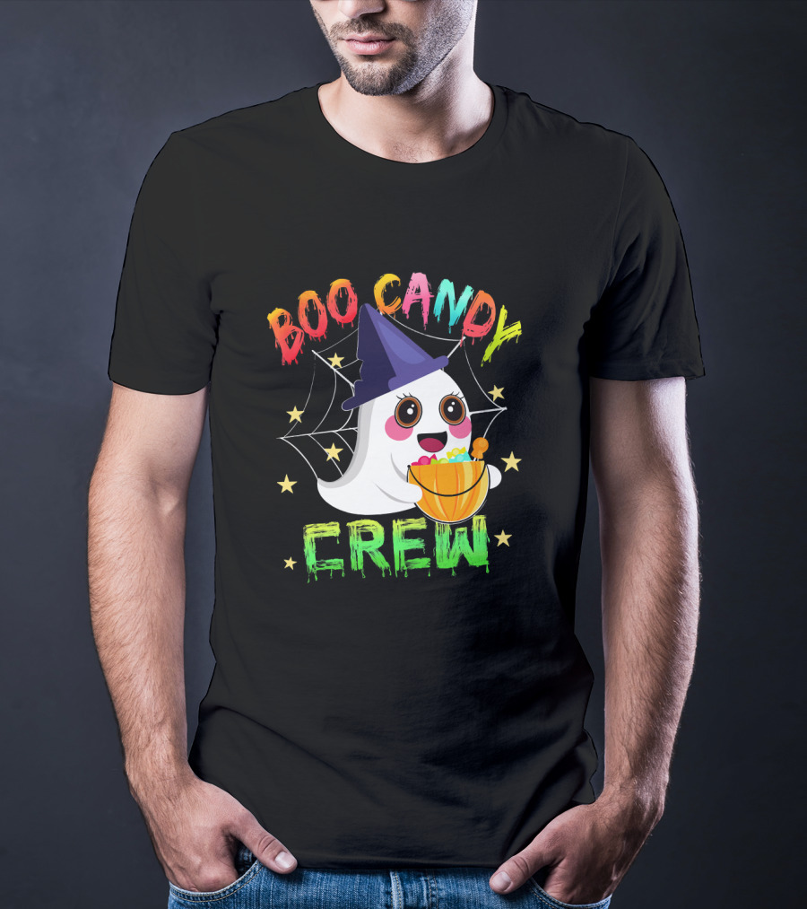 Boo Candy Crew Ghost Halloween Basket Stars Hat T-Shirt