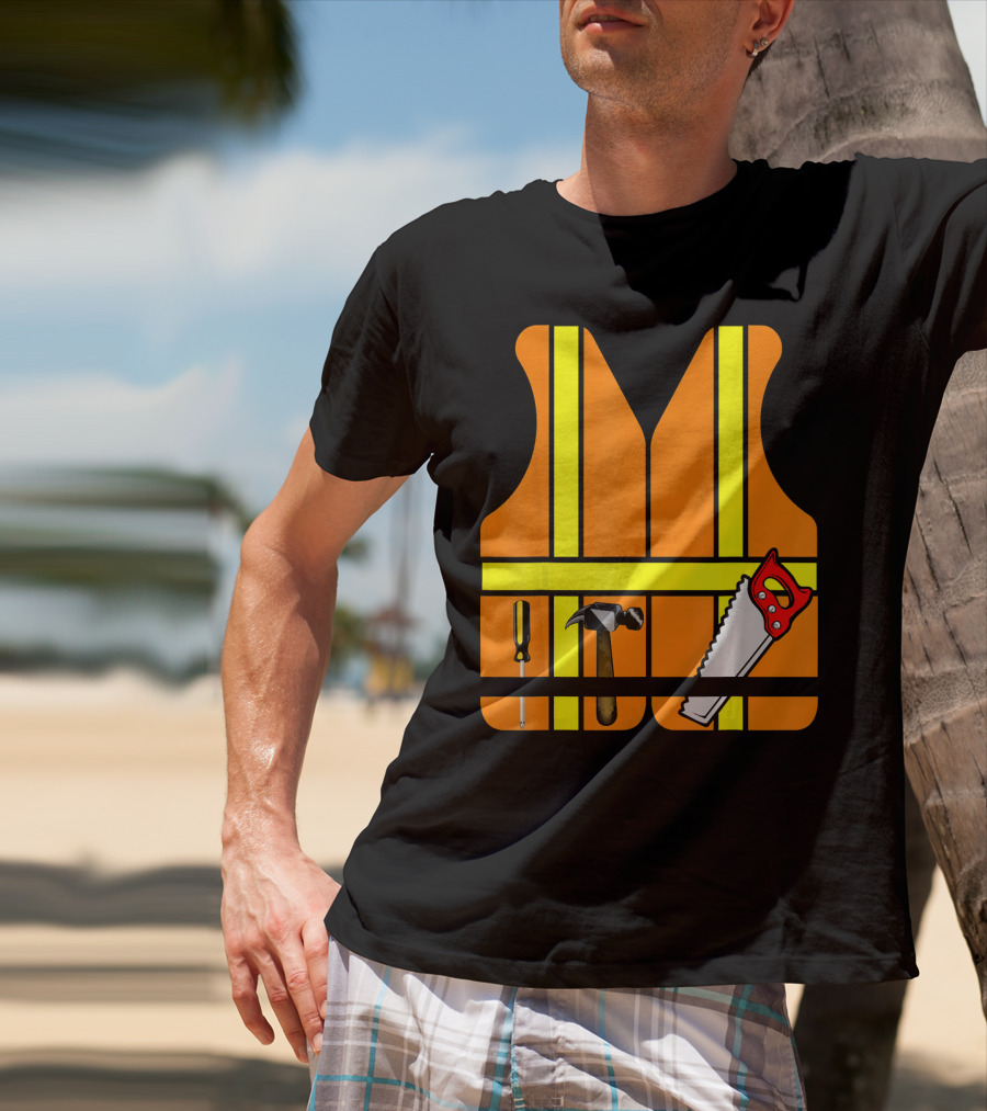 Orange Safety Vest With Tools - Construction Worker Role Play T-Shirt