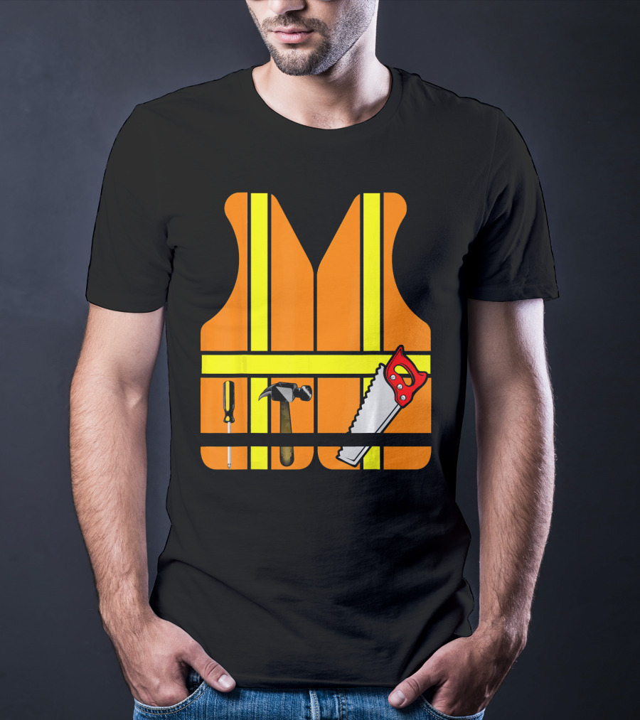 Orange Safety Vest With Tools - Construction Worker Role Play T-Shirt