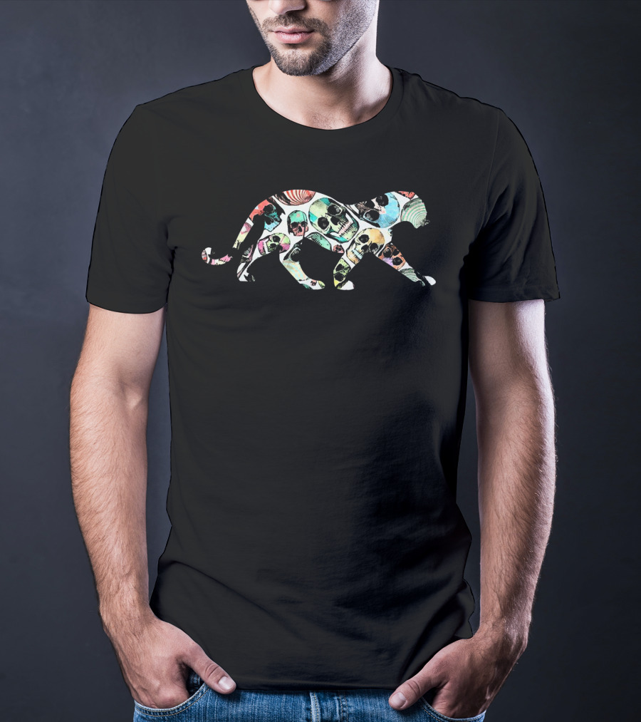 Zombie Leopard Halloween Skull T-Shirt