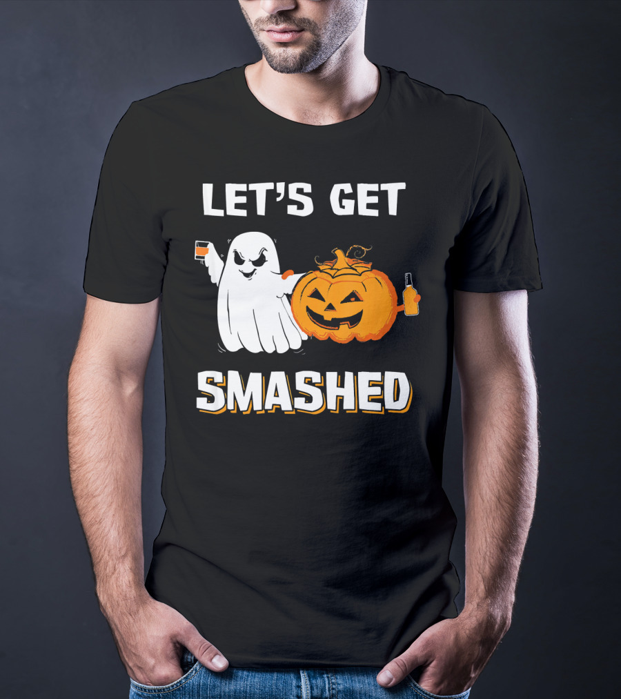 Let's Get Smashed Ghost Pumpkin Drinking T-Shirt