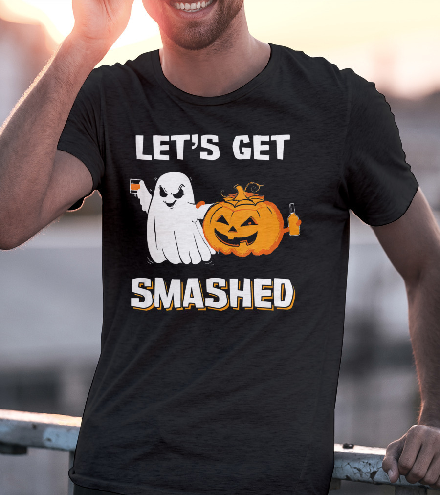 Let's Get Smashed Ghost Pumpkin Drinking T-Shirt