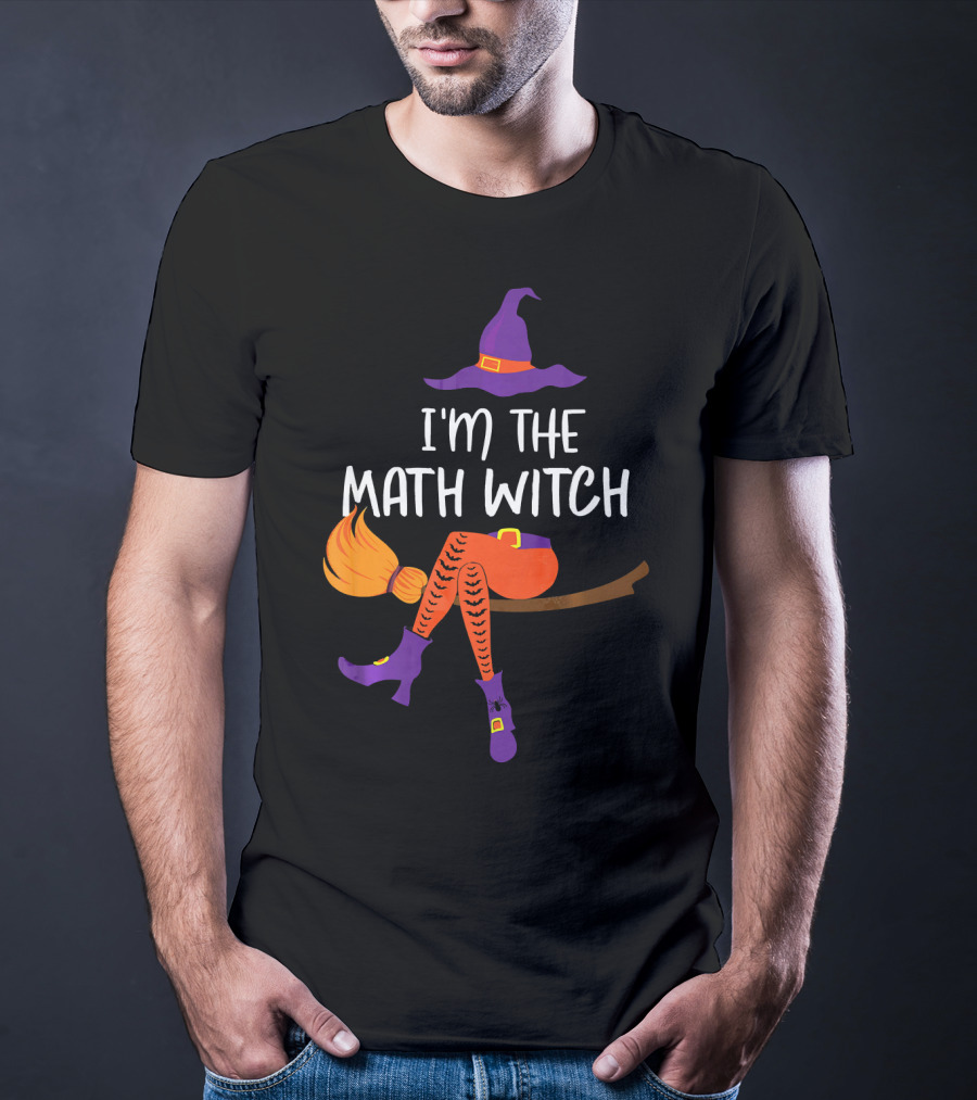 I'm The Math Witch: Purple Hat And Broomstick Rider T-Shirt