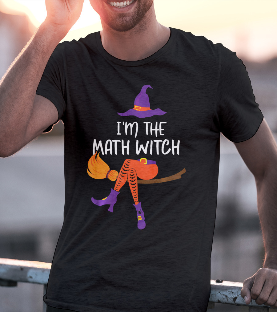 I'm The Math Witch: Purple Hat And Broomstick Rider T-Shirt