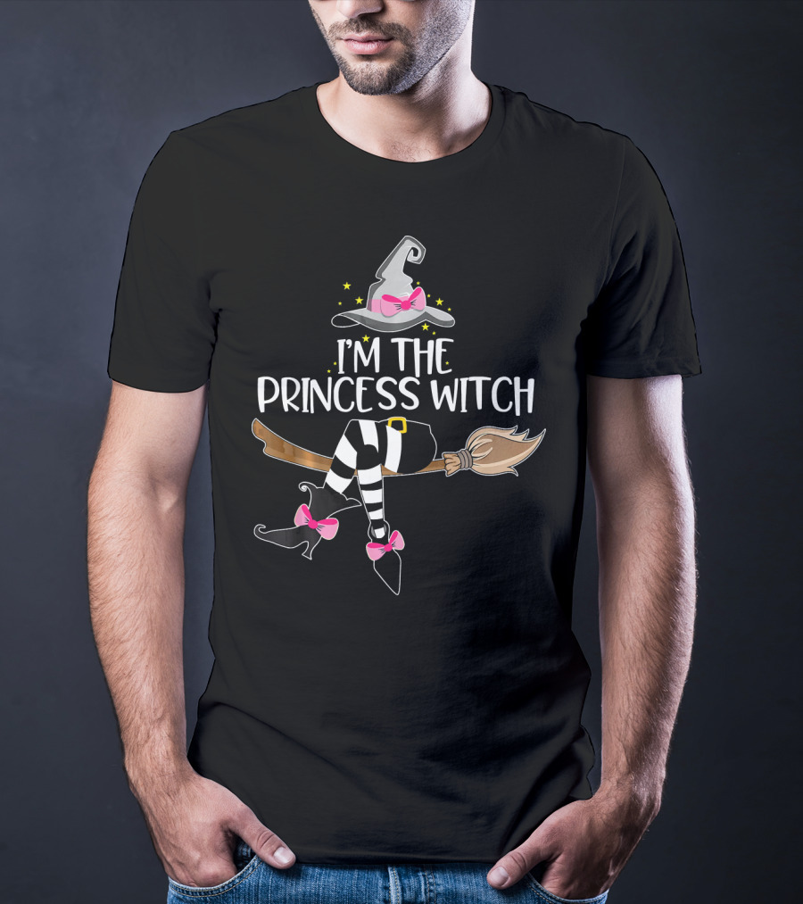 I'm The Princess Witch Hat Broom Magic Pink Bows T-Shirt