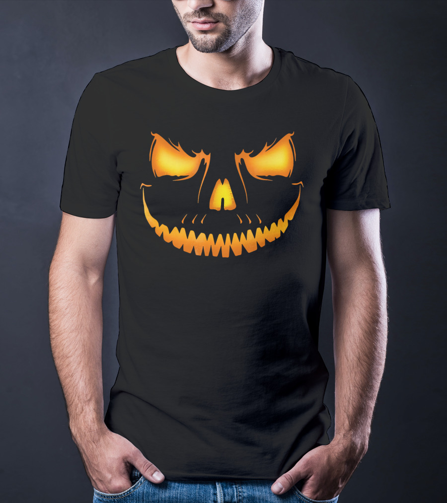 Halloween Costume Creepy Jack-O'-Lantern Pumpkin Face T-Shirt
