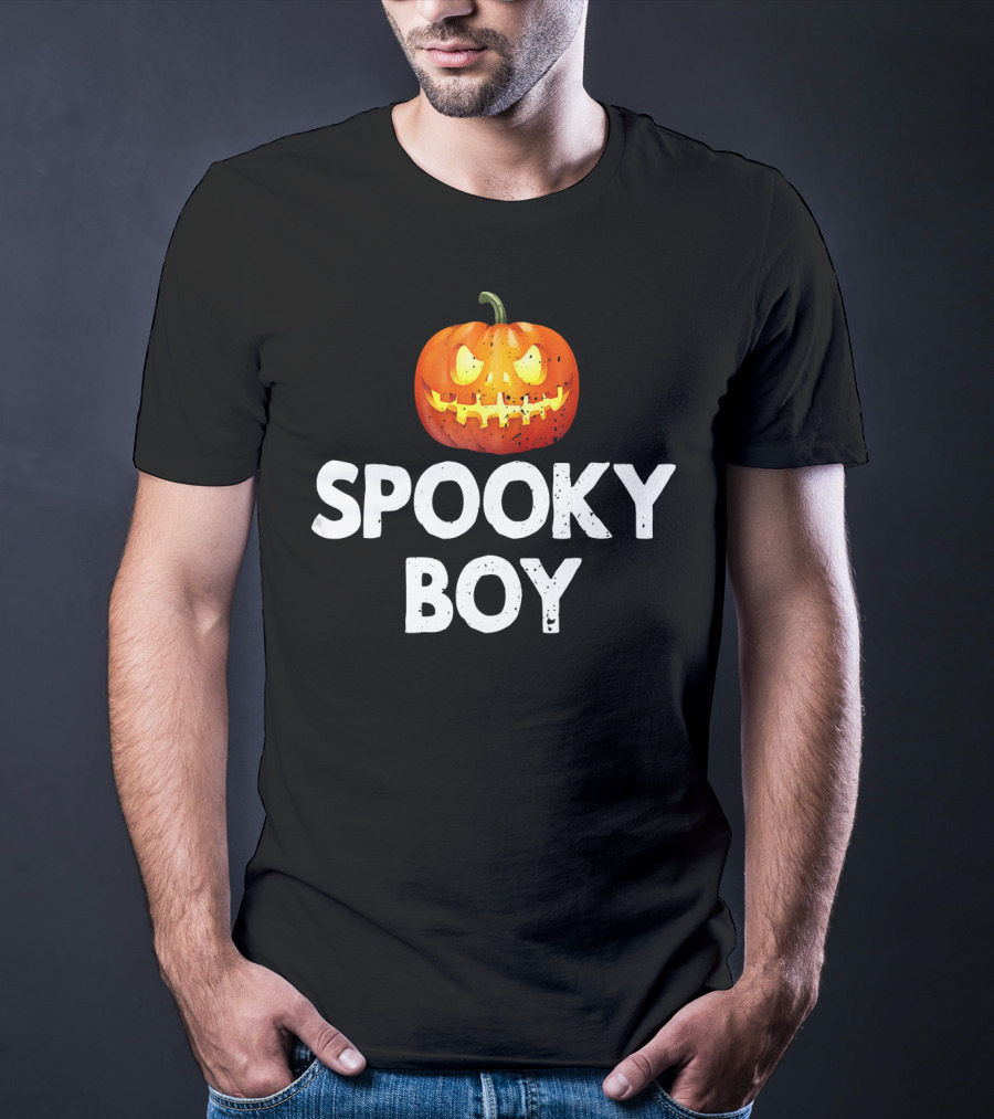 Spooky Boy Halloween Pumpkin Face T-Shirt
