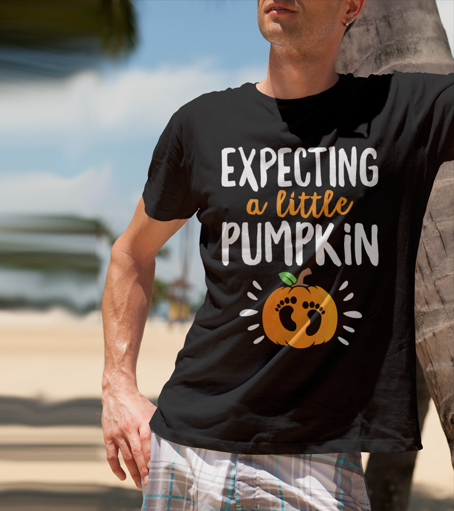 Expecting A Little Pumpkin With Adorable Baby Footprints T-Shirt