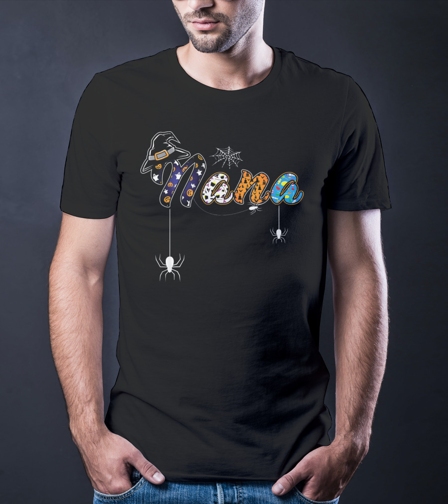 Nana Halloween Cute Witch Hat Spider Web Spooky T-Shirt