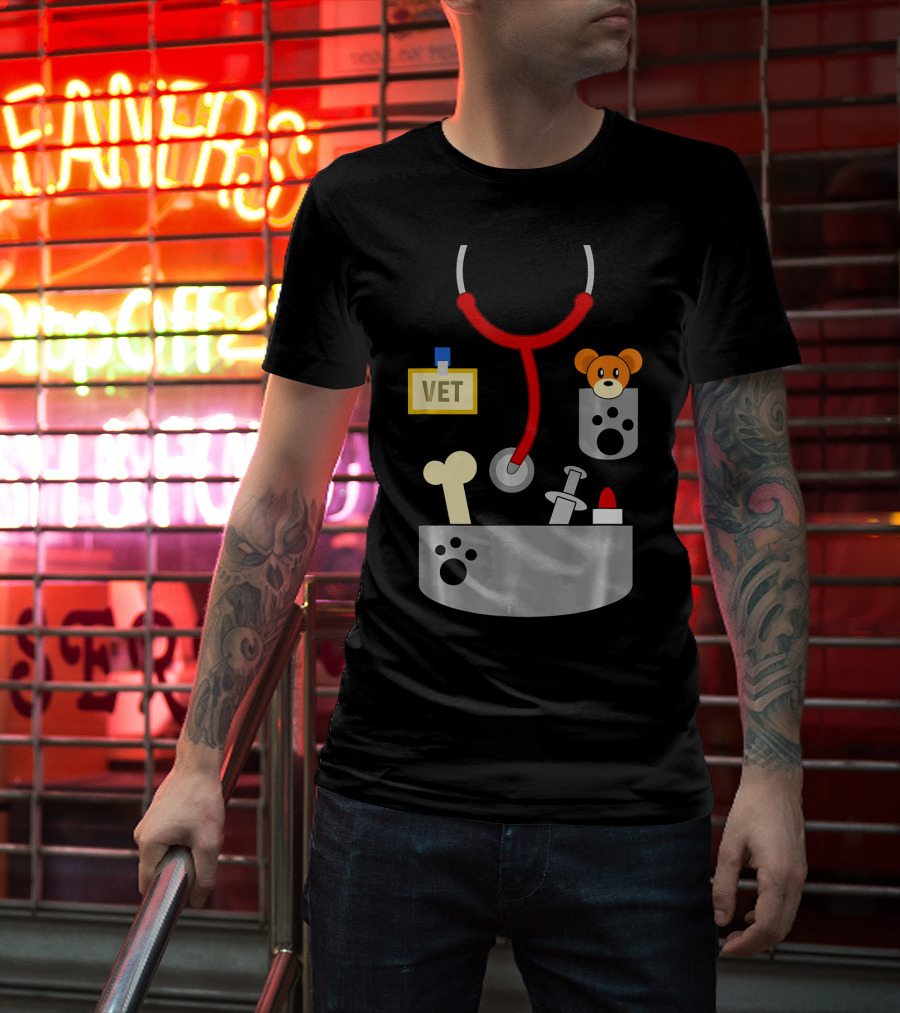 Halloween Vet Costume With Stethoscope And Plush Bear T-Shirt