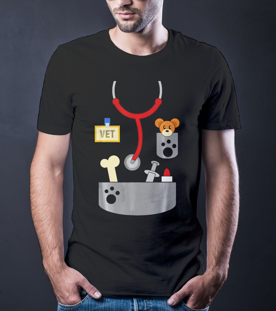 Halloween Vet Costume With Stethoscope And Plush Bear T-Shirt