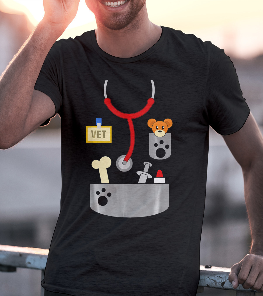 Halloween Vet Costume With Stethoscope And Plush Bear T-Shirt