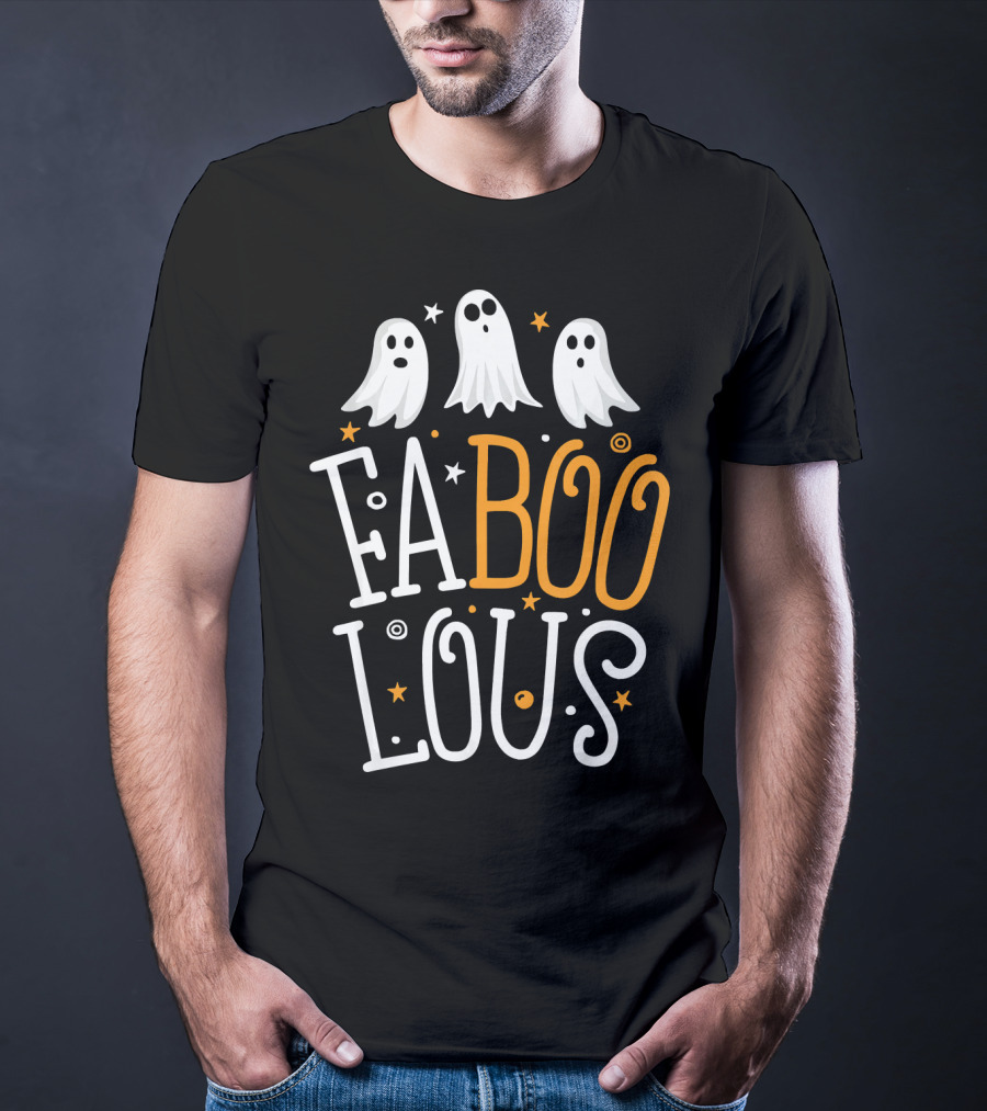 Faboolous Ghost Halloween Funny Pun With Boo And Spooky Stars T-Shirt