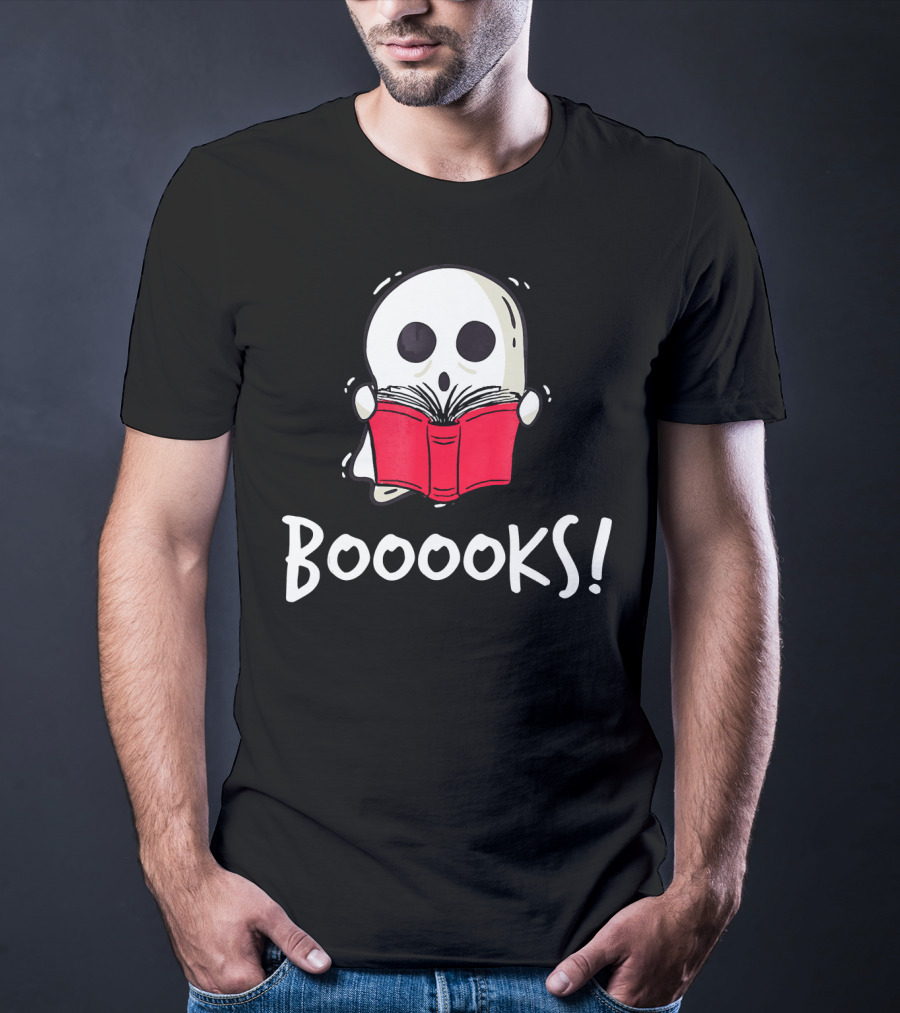 Booooks Ghost Holding Red Book T-Shirt