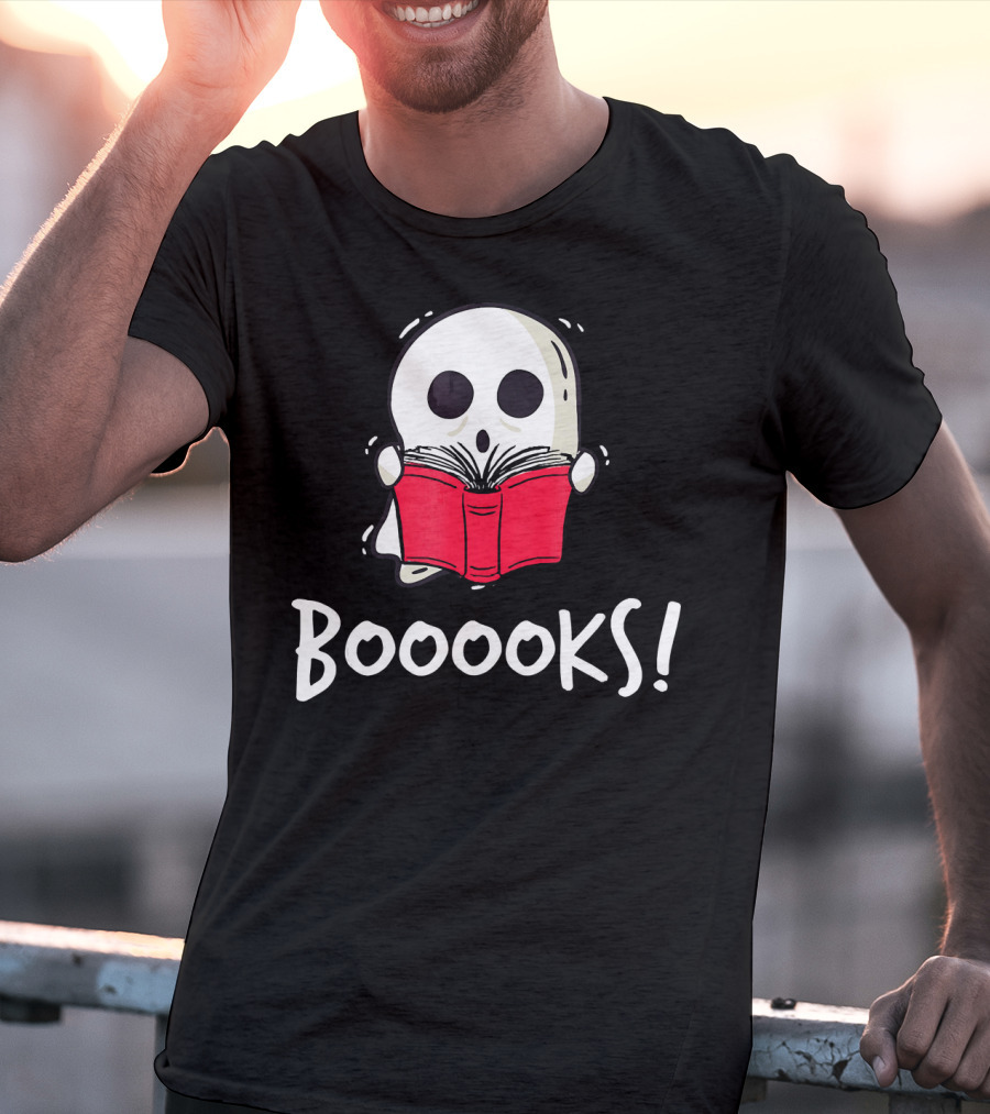 Booooks Ghost Holding Red Book T-Shirt