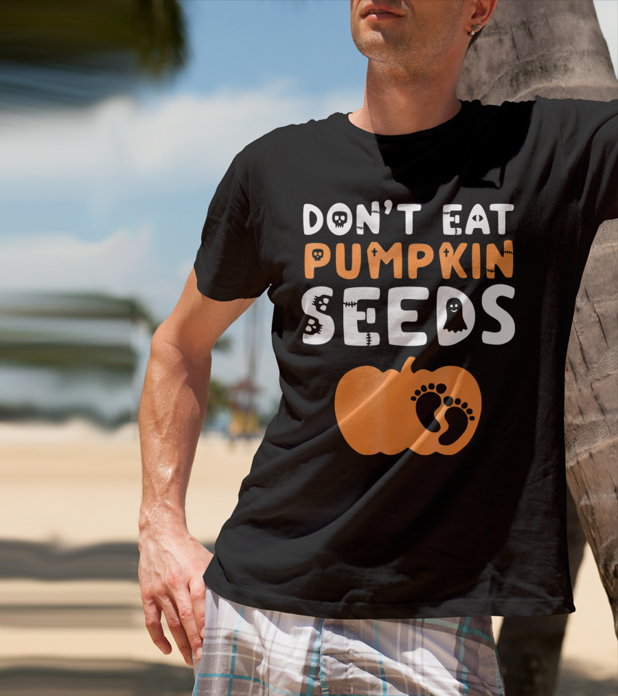 Don't Eat Pumpkin Seeds Halloween Baby Footprints T-Shirt