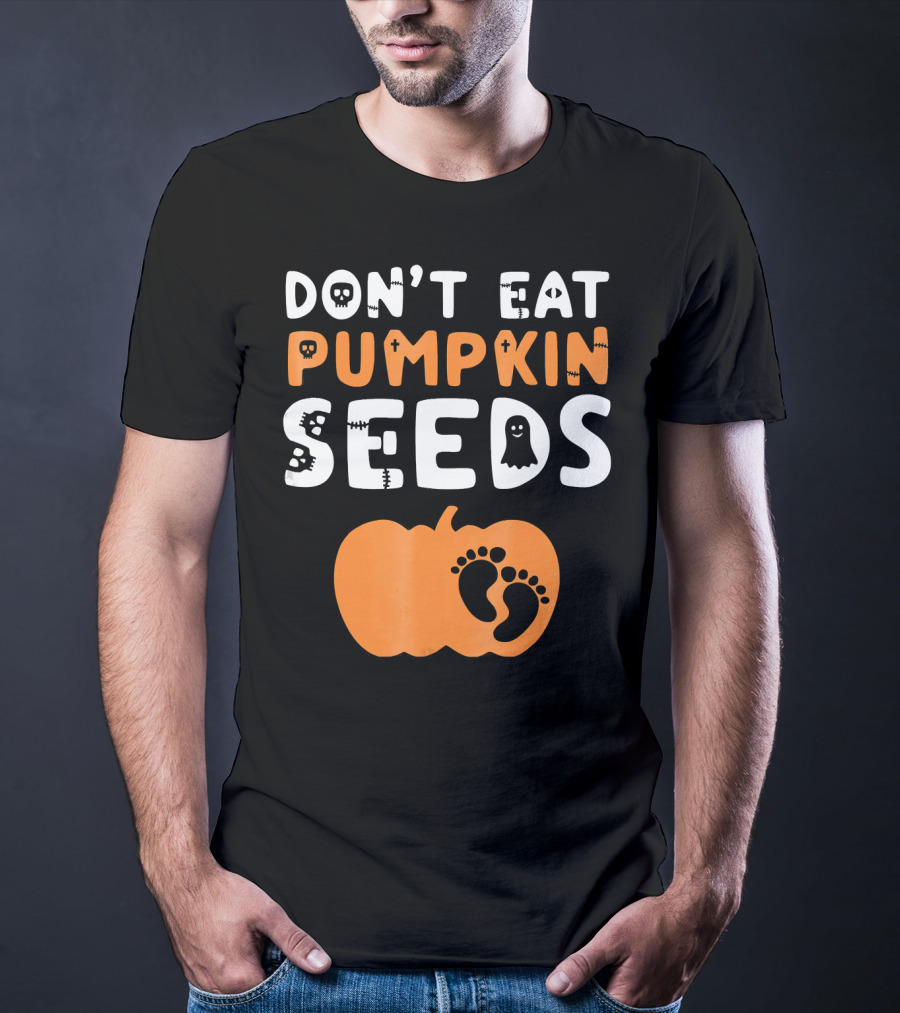 Don't Eat Pumpkin Seeds Halloween Baby Footprints T-Shirt