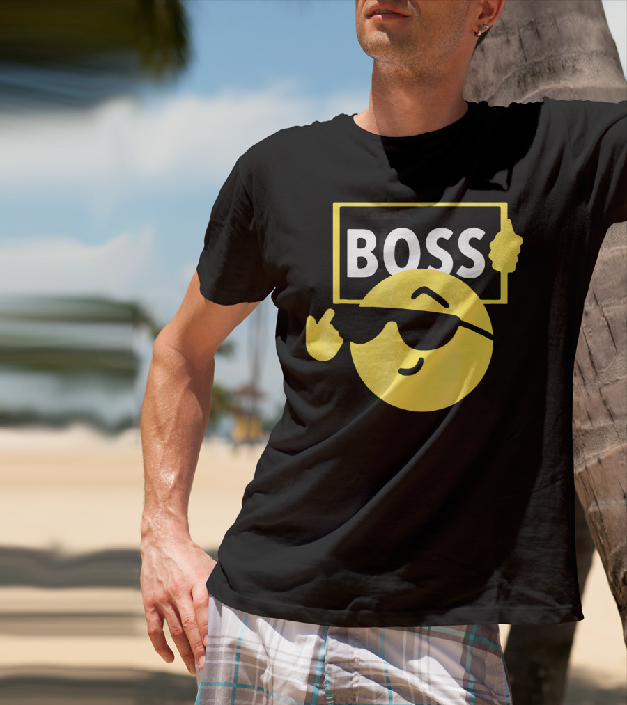 Halloween Funny Boss Emoji Sunglasses Mood T-Shirt