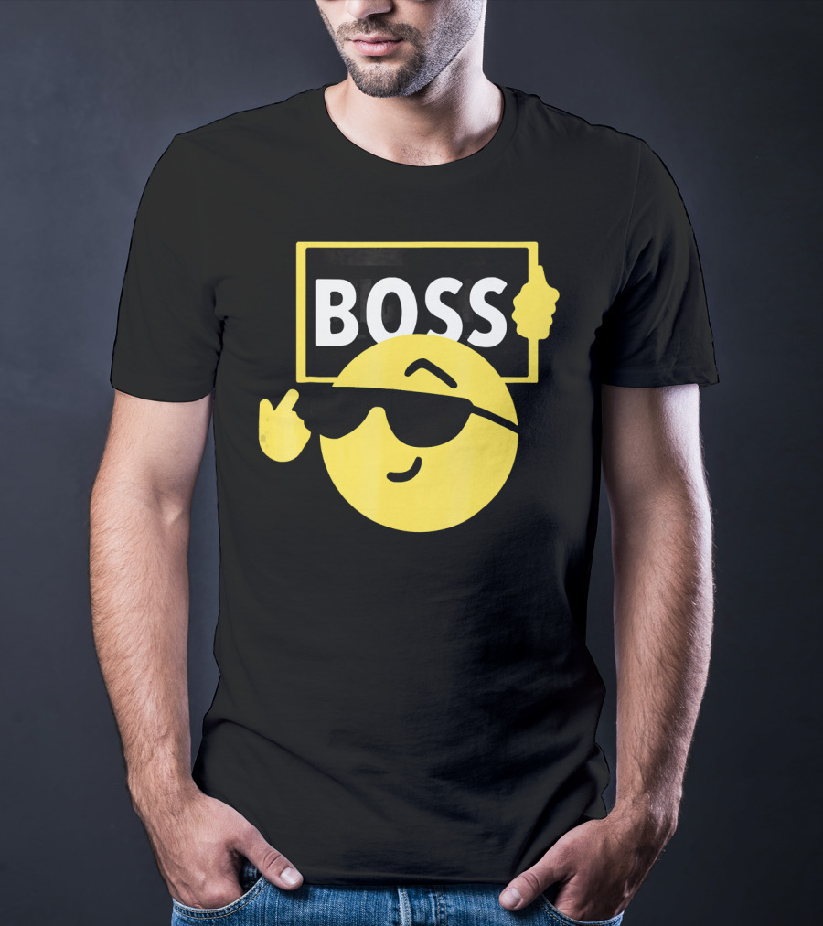 Halloween Funny Boss Emoji Sunglasses Mood T-Shirt
