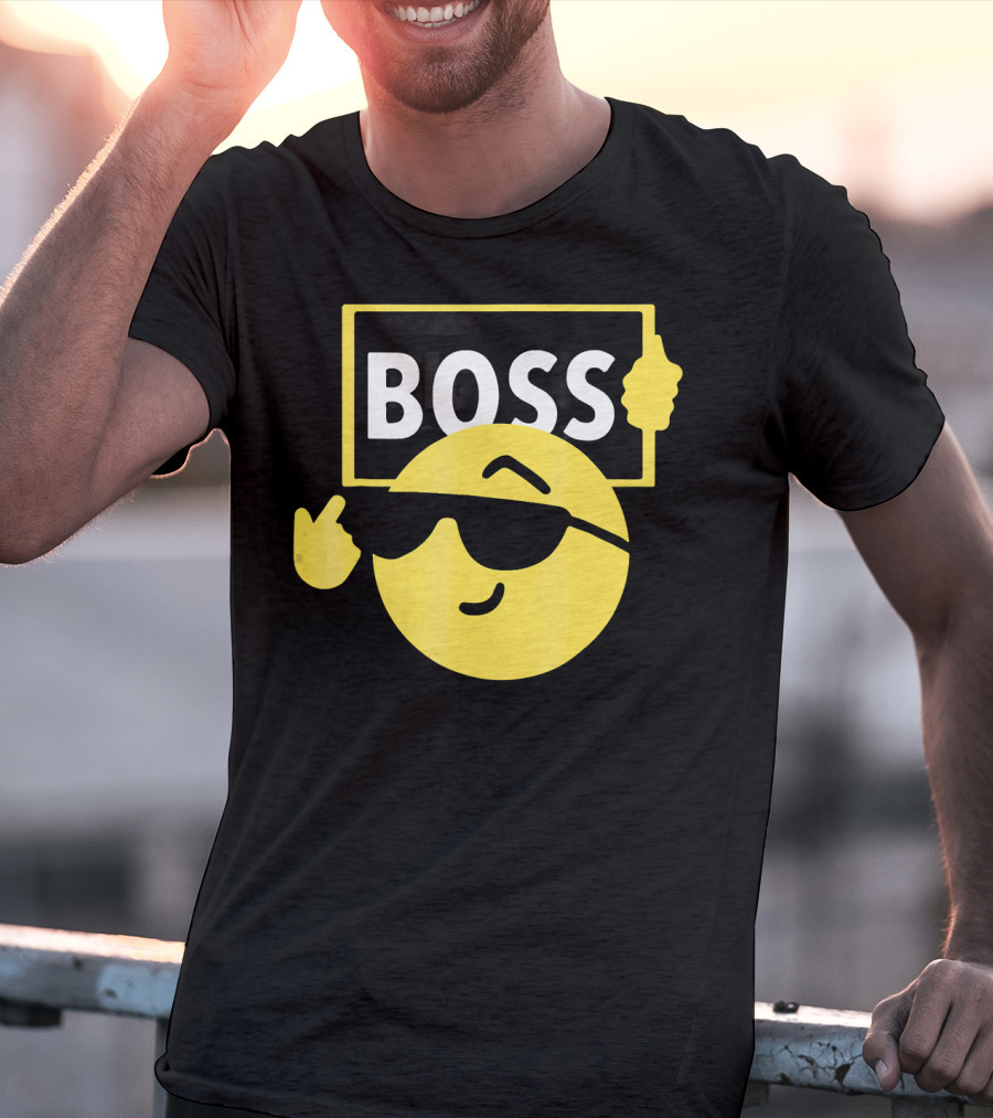 Halloween Funny Boss Emoji Sunglasses Mood T-Shirt